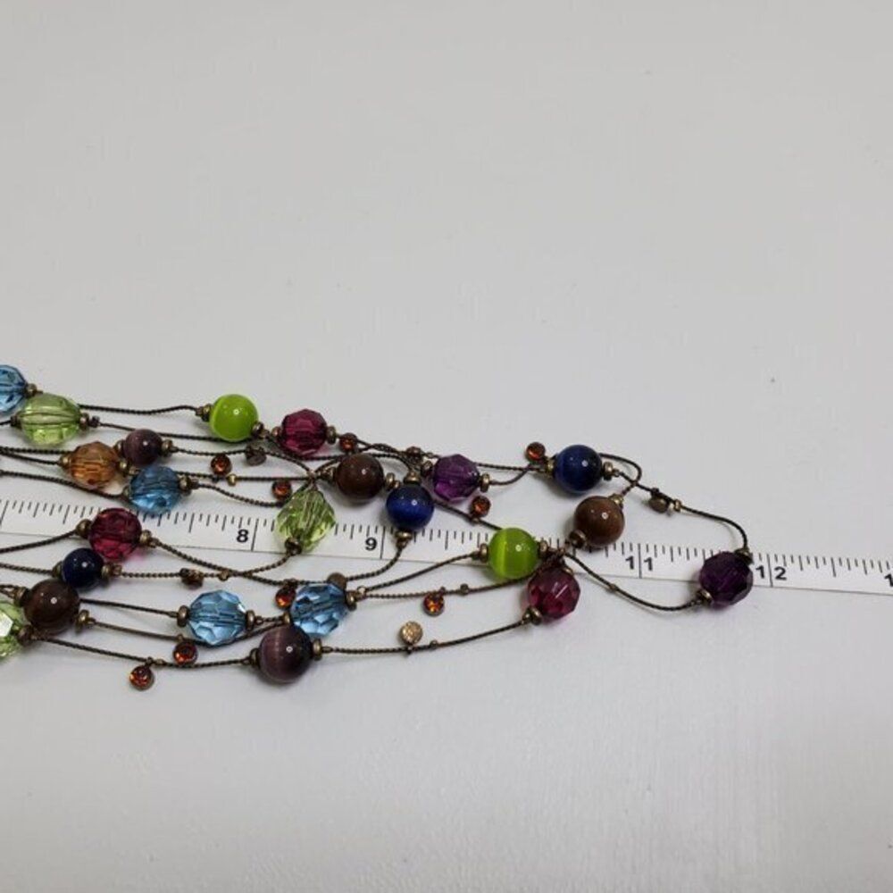 Rainbow Beaded Necklace Tigers Eye Multi Strand Go - Picture 7 of 7